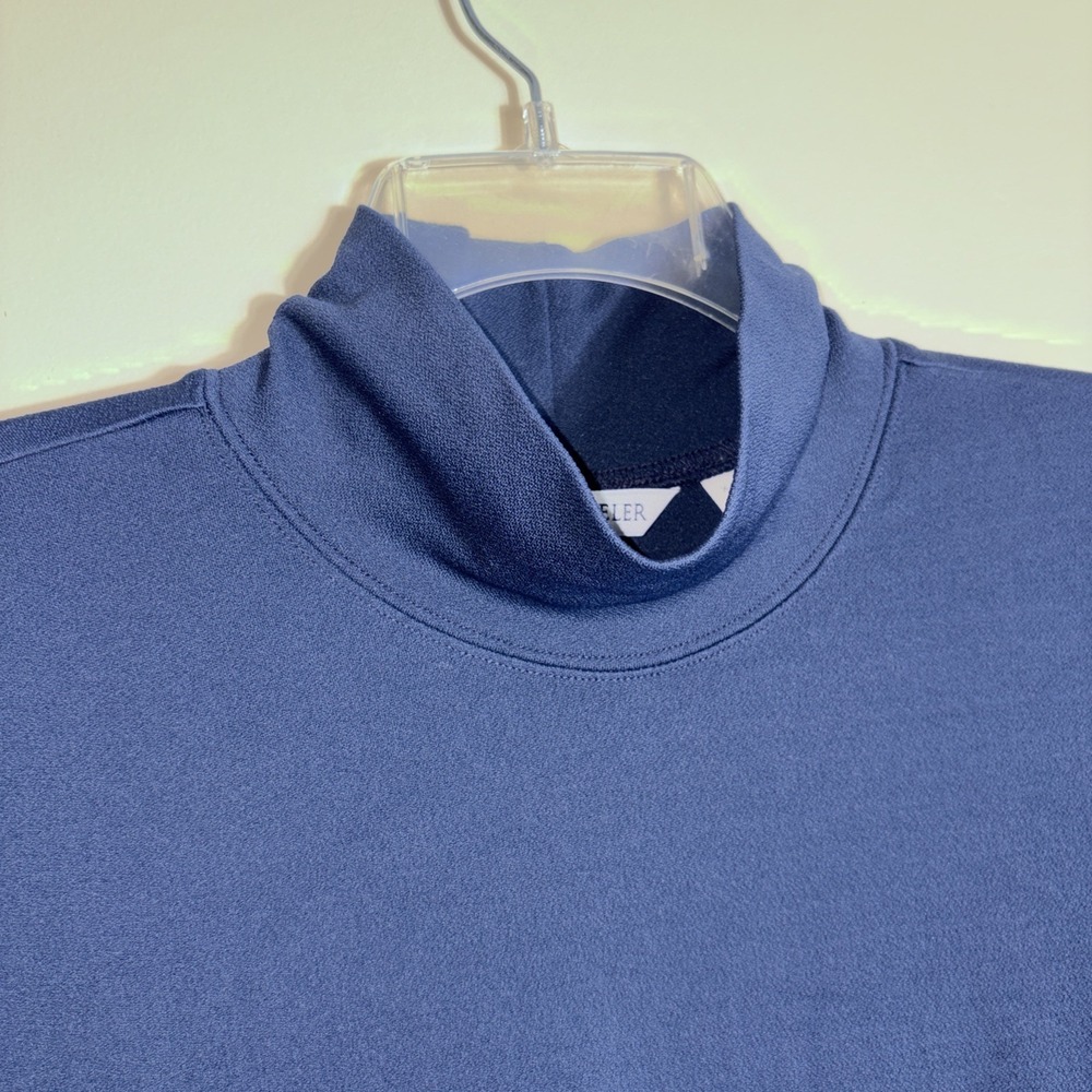 Vintage LL Bean Women's XL Tall Navy Blue Traveler Dress‎ Plain Long Sleeve